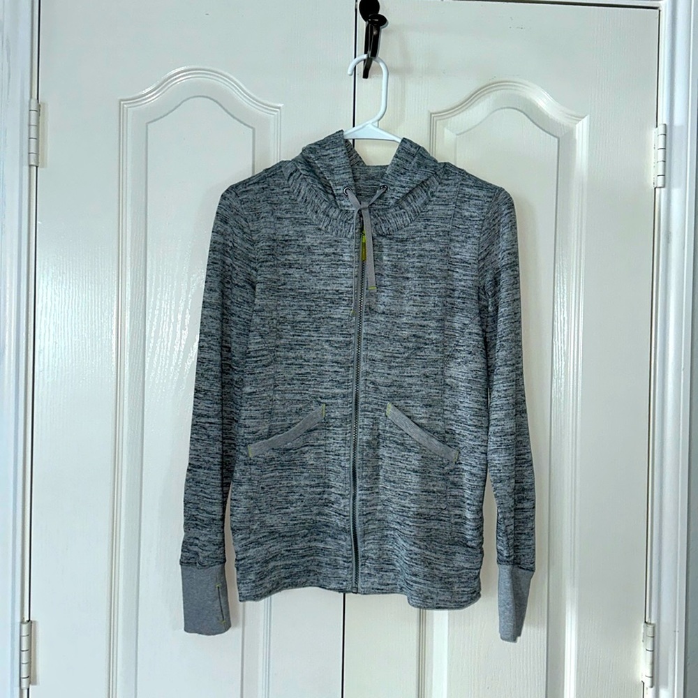 Atheta Heather Gray Hooded Yoga Lightweight Jacket Size Small